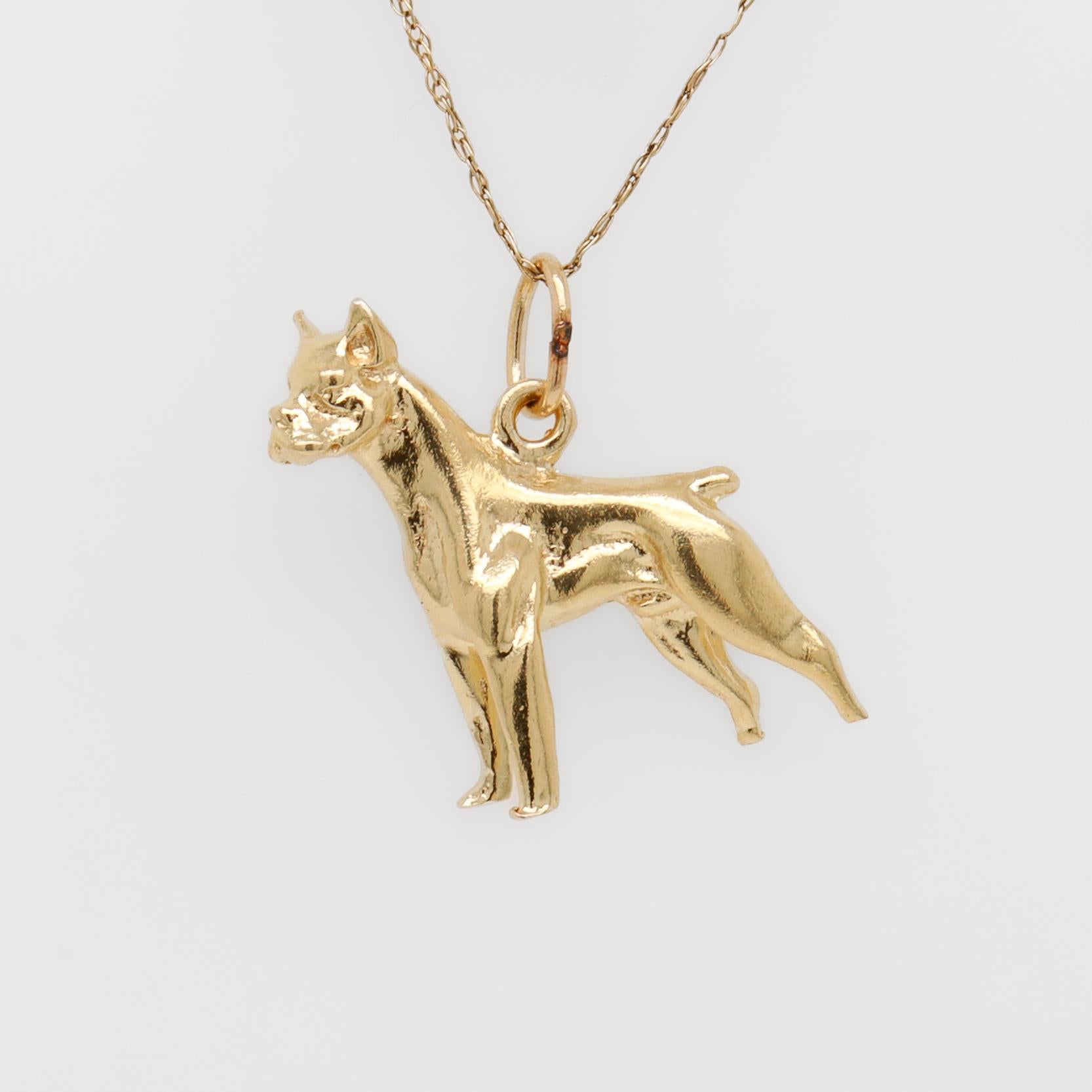 Vintage 14K Gold Figural Boxer Dog Charm for a Bracelet For Sale 1