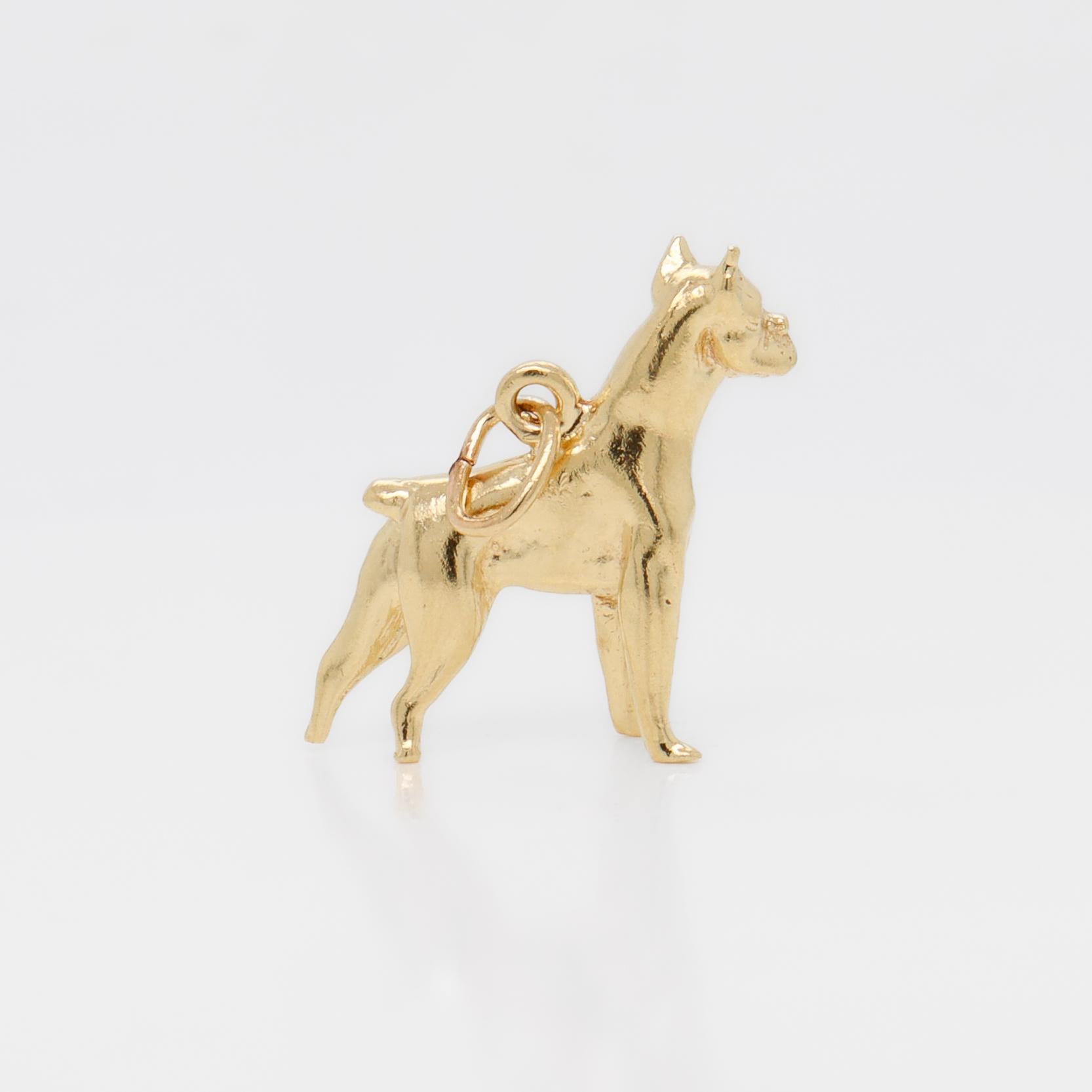 Vintage 14K Gold Figural Boxer Dog Charm for a Bracelet For Sale 3