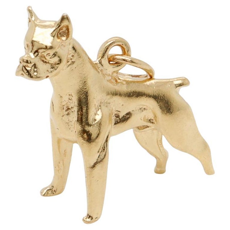 Vintage 14K Gold Figural Boxer Dog Charm for a Bracelet For Sale