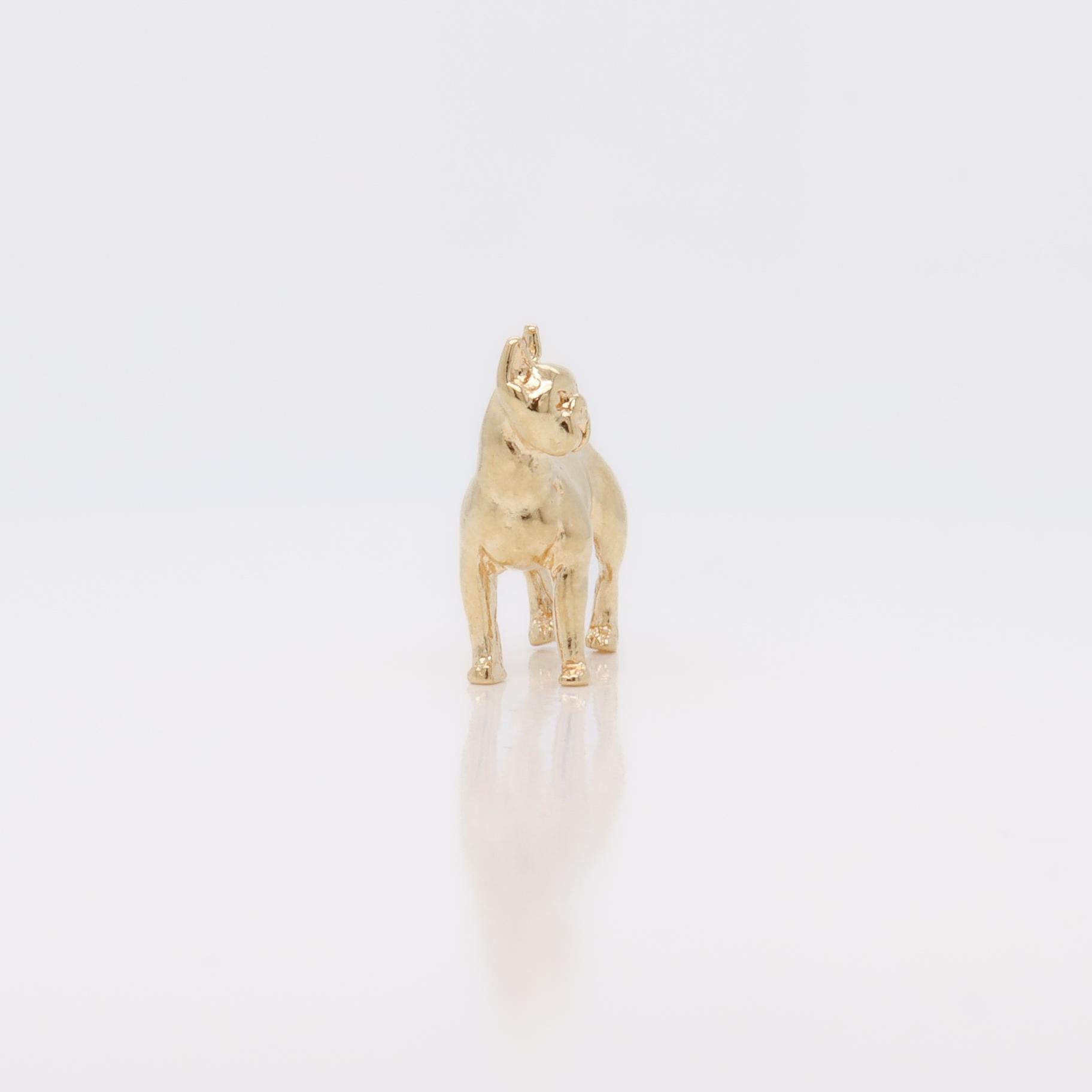 Vintage 14K Gold Figural Boxer Dog Charm en vente 3