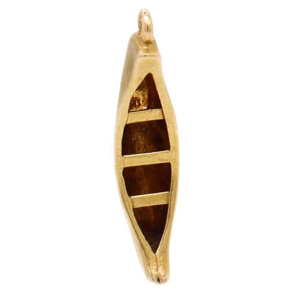 Vintage 14K Gold Figural Canoe Charm for a Bracelet