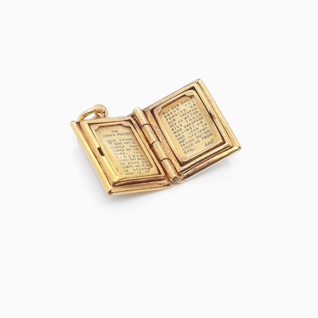 Vintage 14K Gold Figural Christian Bible Charm for a Bracelet 6