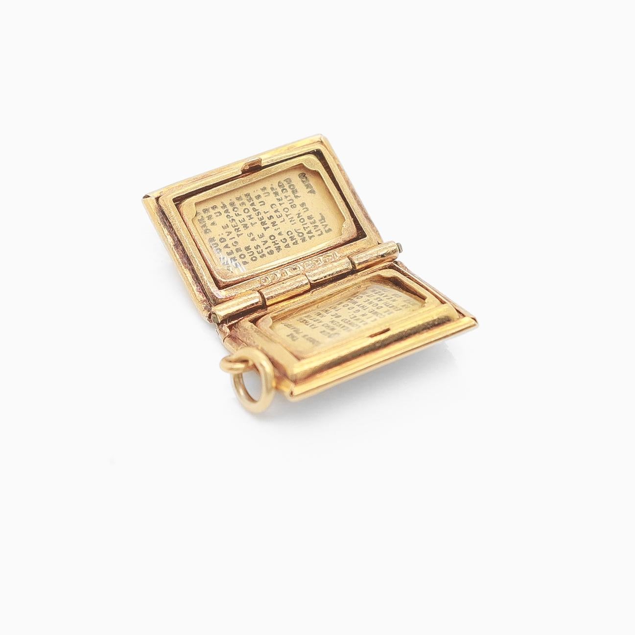Vintage 14K Gold Figural Christian Bible Charm for a Bracelet 7