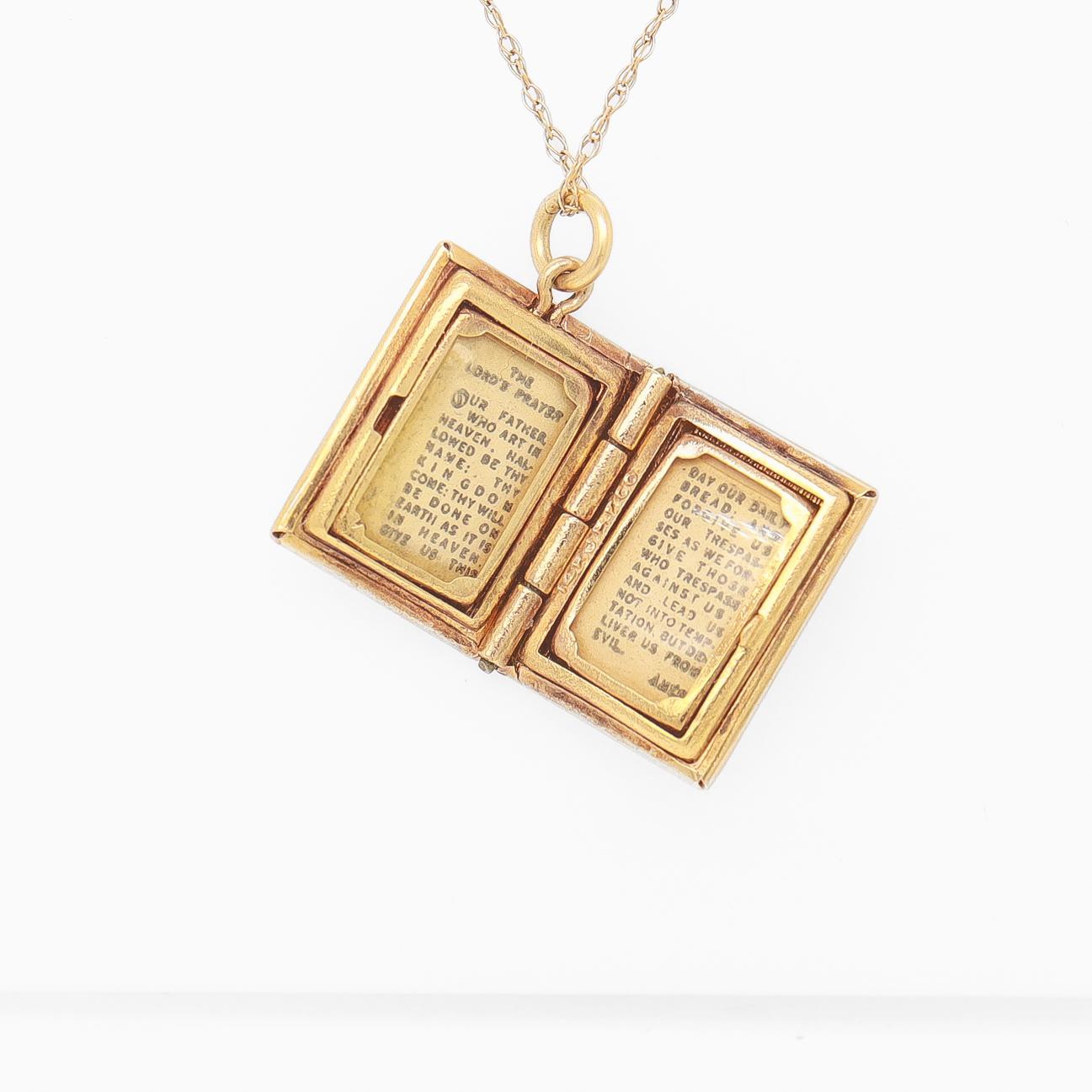 Women's or Men's Vintage 14K Gold Figural Christian Bible Charm for a Bracelet
