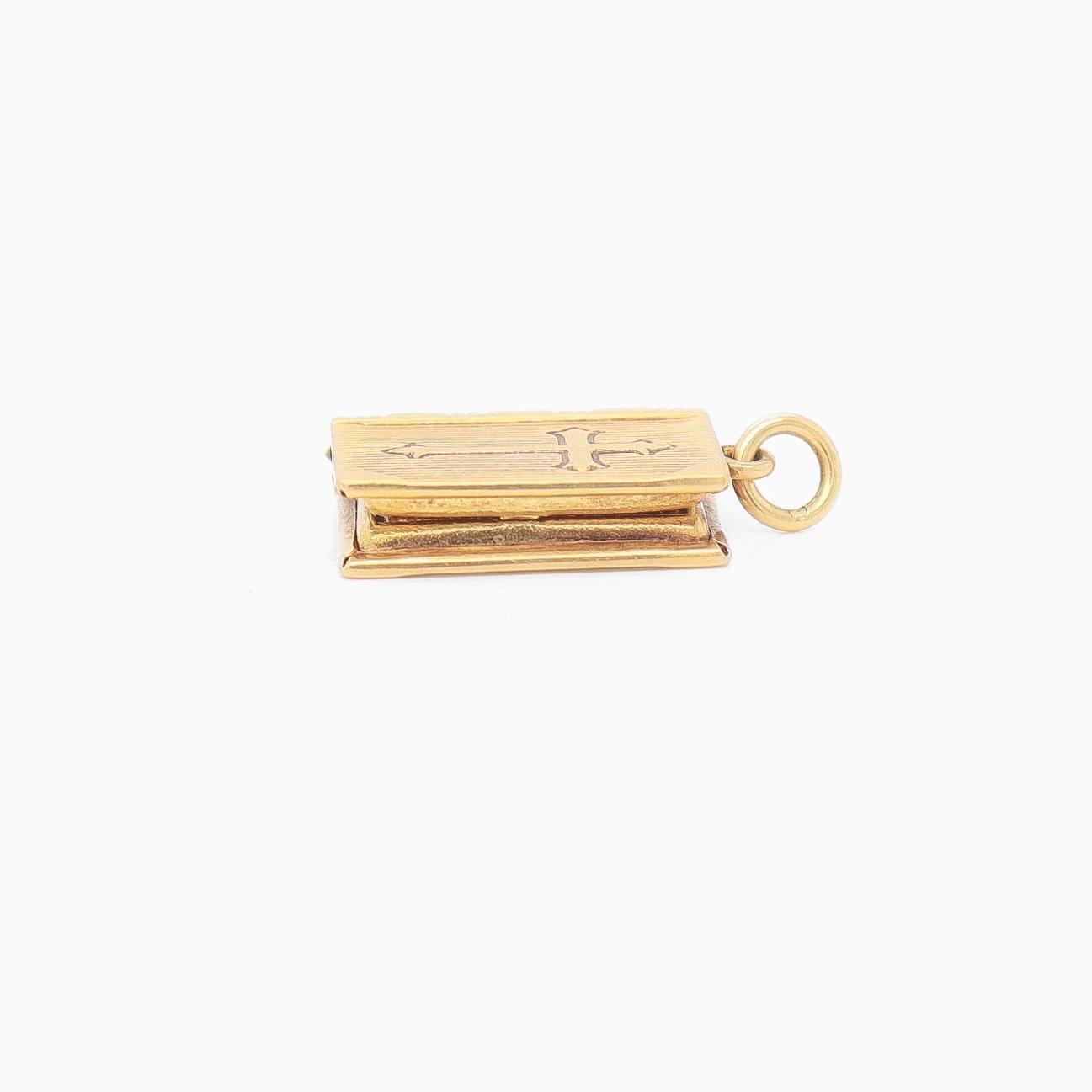 Vintage 14K Gold Figural Christian Bible Charm for a Bracelet 2