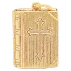 Vintage 14K Gold Figural Christian Bible Charm for a Bracelet