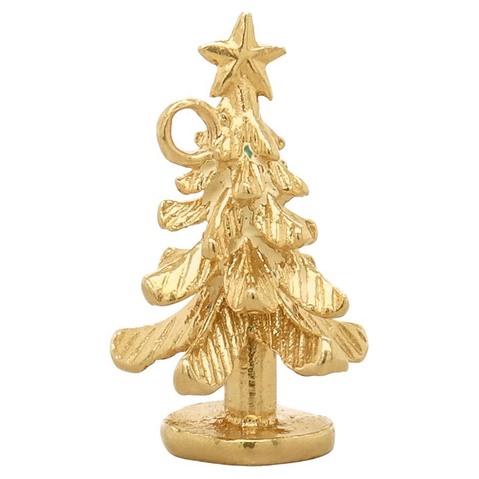 Vintage 14K Gold Figural Christmas Tree Charm for a Bracelet