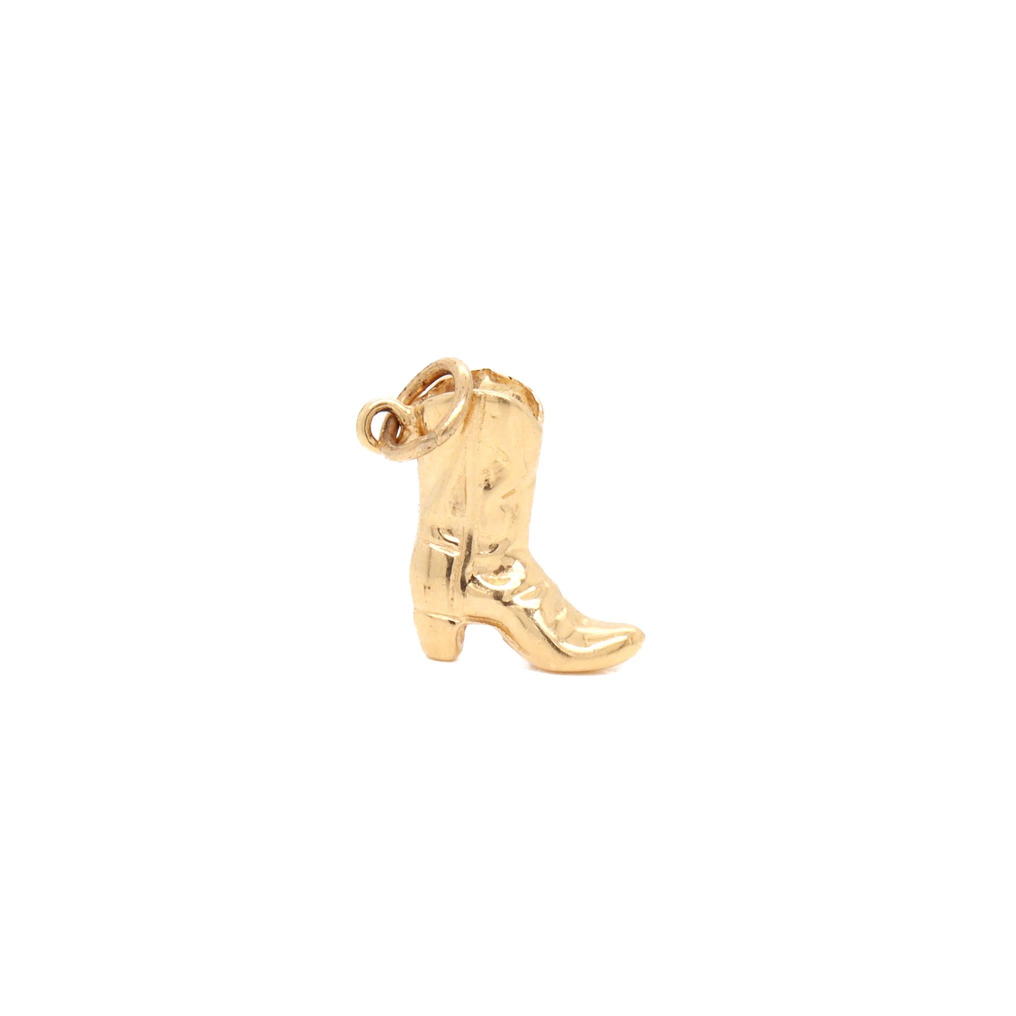 Rétro Vintage 14K Gold Figural Cowboy Boot Charm for a Bracelet en vente