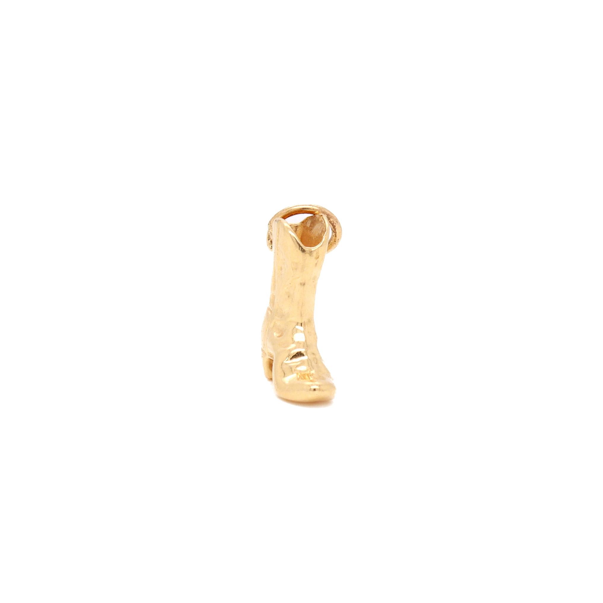 Vintage 14K Gold Figural Cowboy Boot Charm for a Bracelet en vente 1