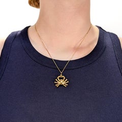 Vintage 14K Gold Figural Crab Pendentif ou charme pour un bracelet