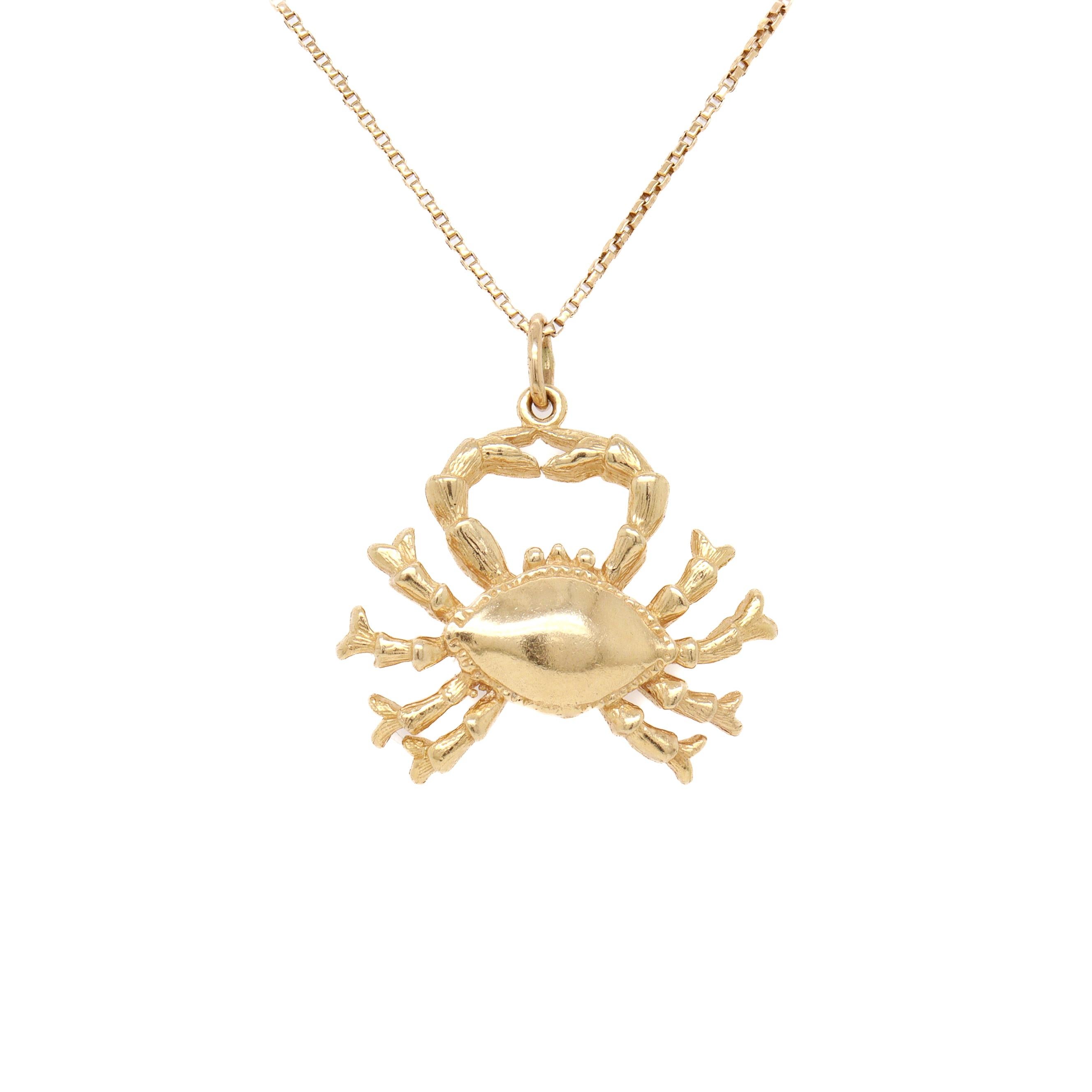 Vintage 14K Gold Figural Krabbe Anhänger oder Charme für ein Armband für Damen oder Herren im Angebot
