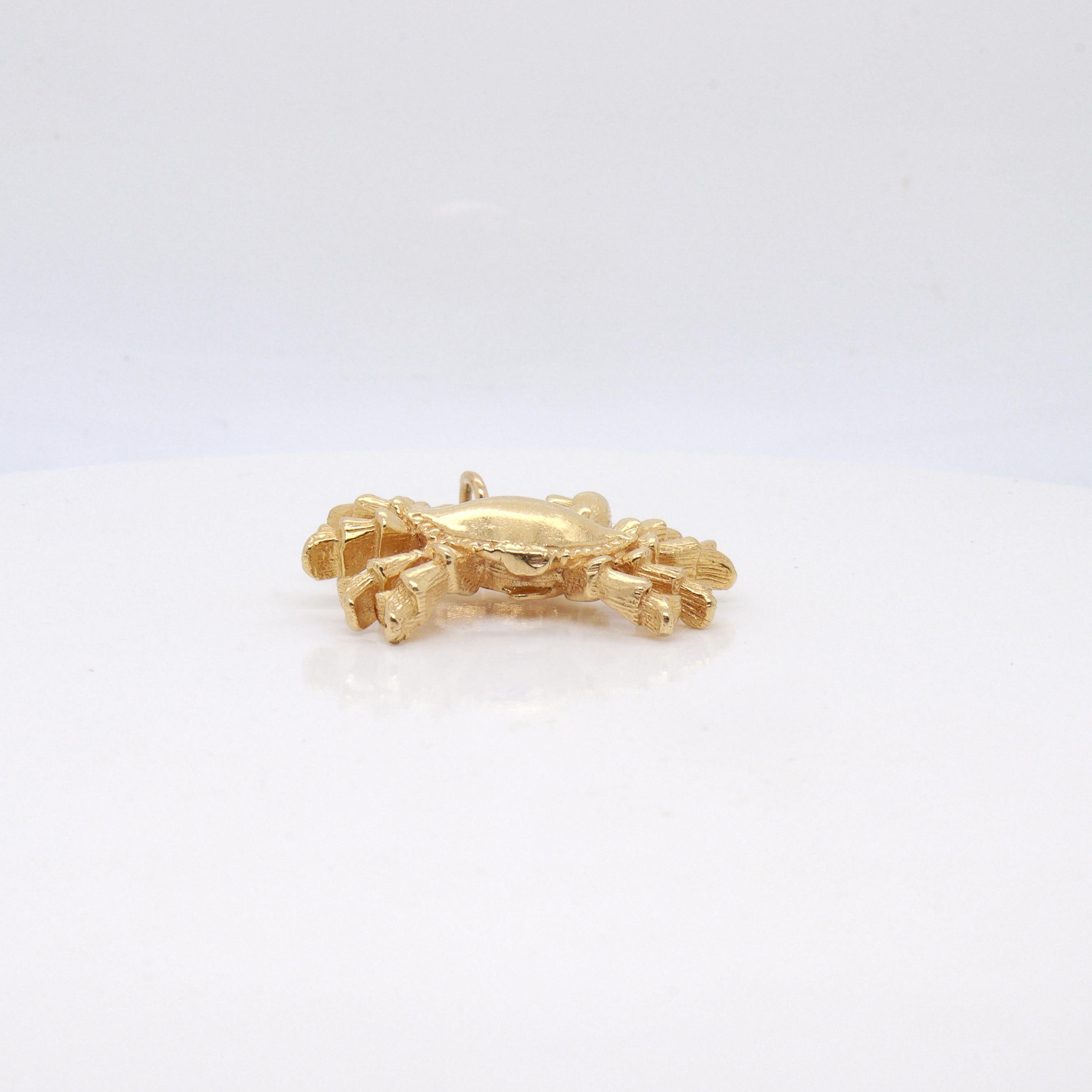 Vintage 14K Gold Figural Krabbe Anhänger oder Charme für ein Armband im Angebot 4