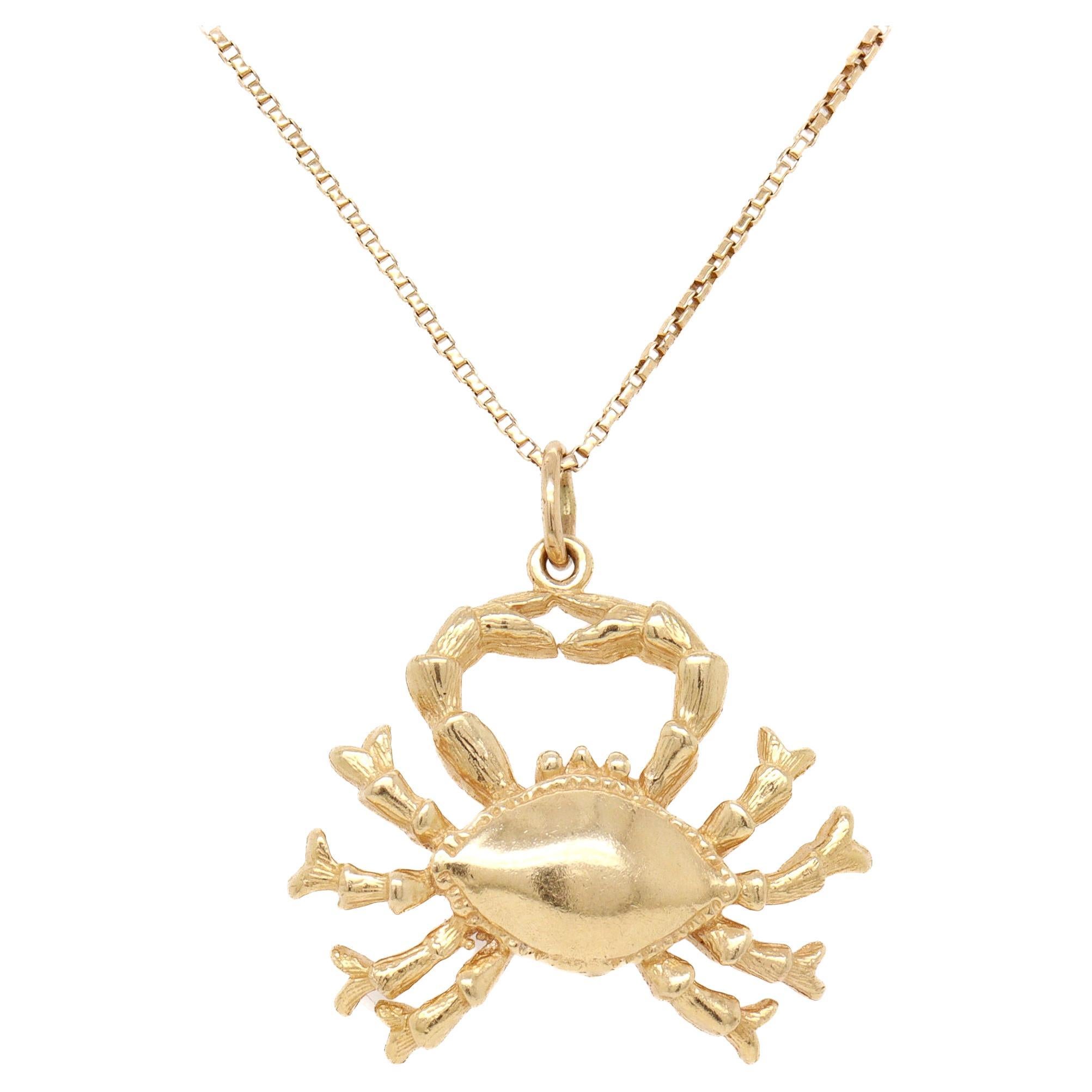 Vintage 14K Gold Figural Krabbe Anhänger oder Charme für ein Armband im Angebot