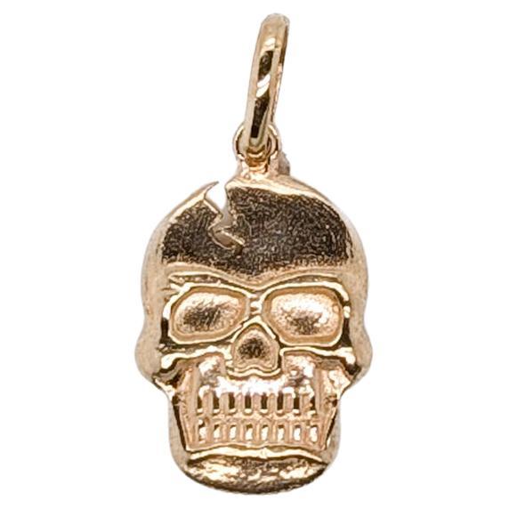Vintage 14K Gold Figural Cracked Skull Charm For Sale