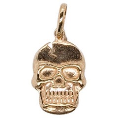 Figuraler Vintage-Anhänger mit geknittertem Totenkopf aus 14K Gold