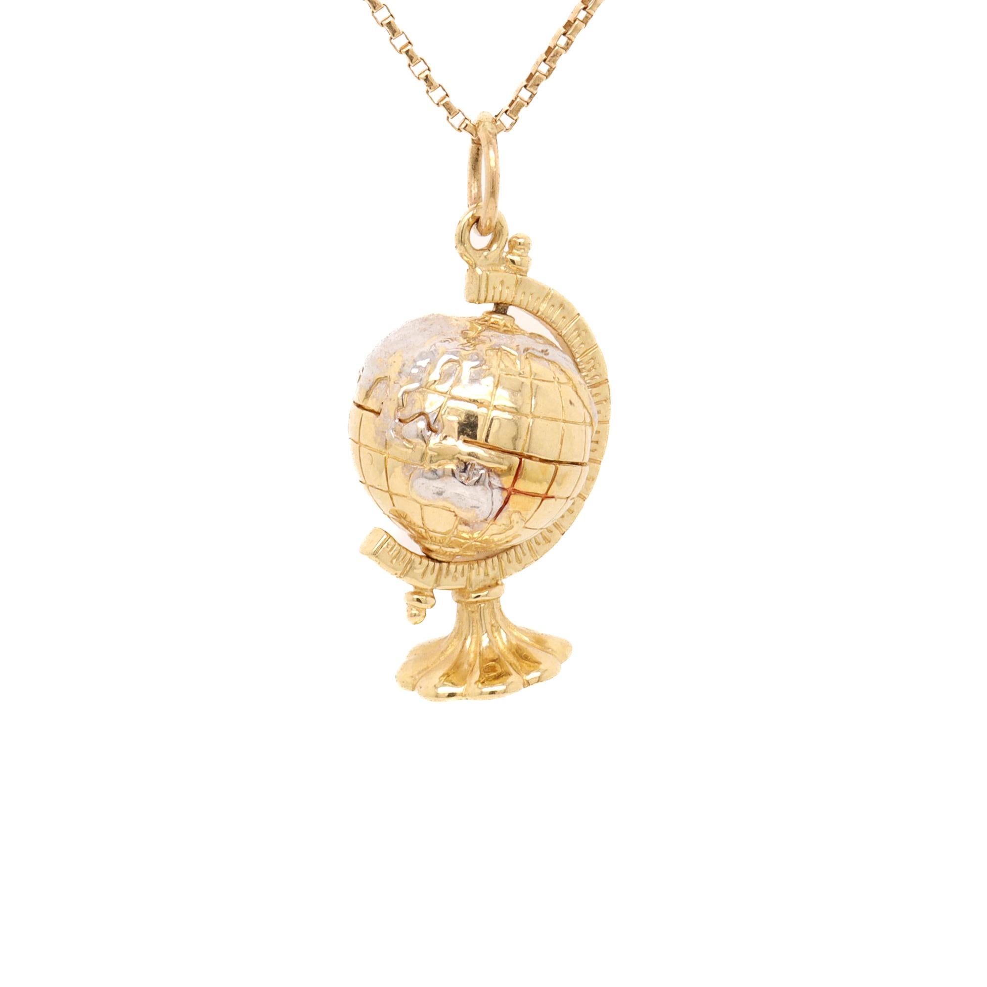 Vintage 14K Gold Figural Earth Globe Charm for a Bracelet en vente 8