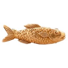Vintage 14k Gold Figural Fish Lapel Pin