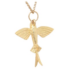 Vintage 14K Gold Figural Flying Fish Charm for a Bracelet