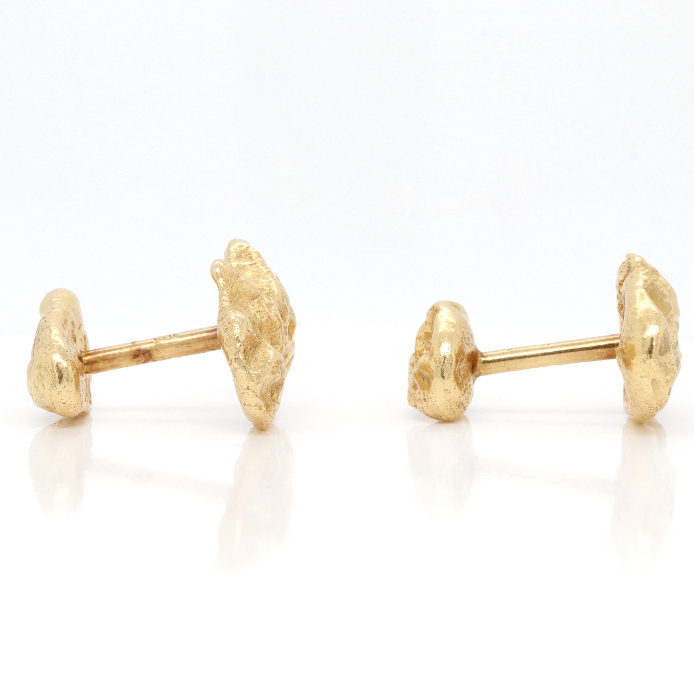 Vintage 14K Gold Figural Gold Nugget Cufflinks For Sale 7