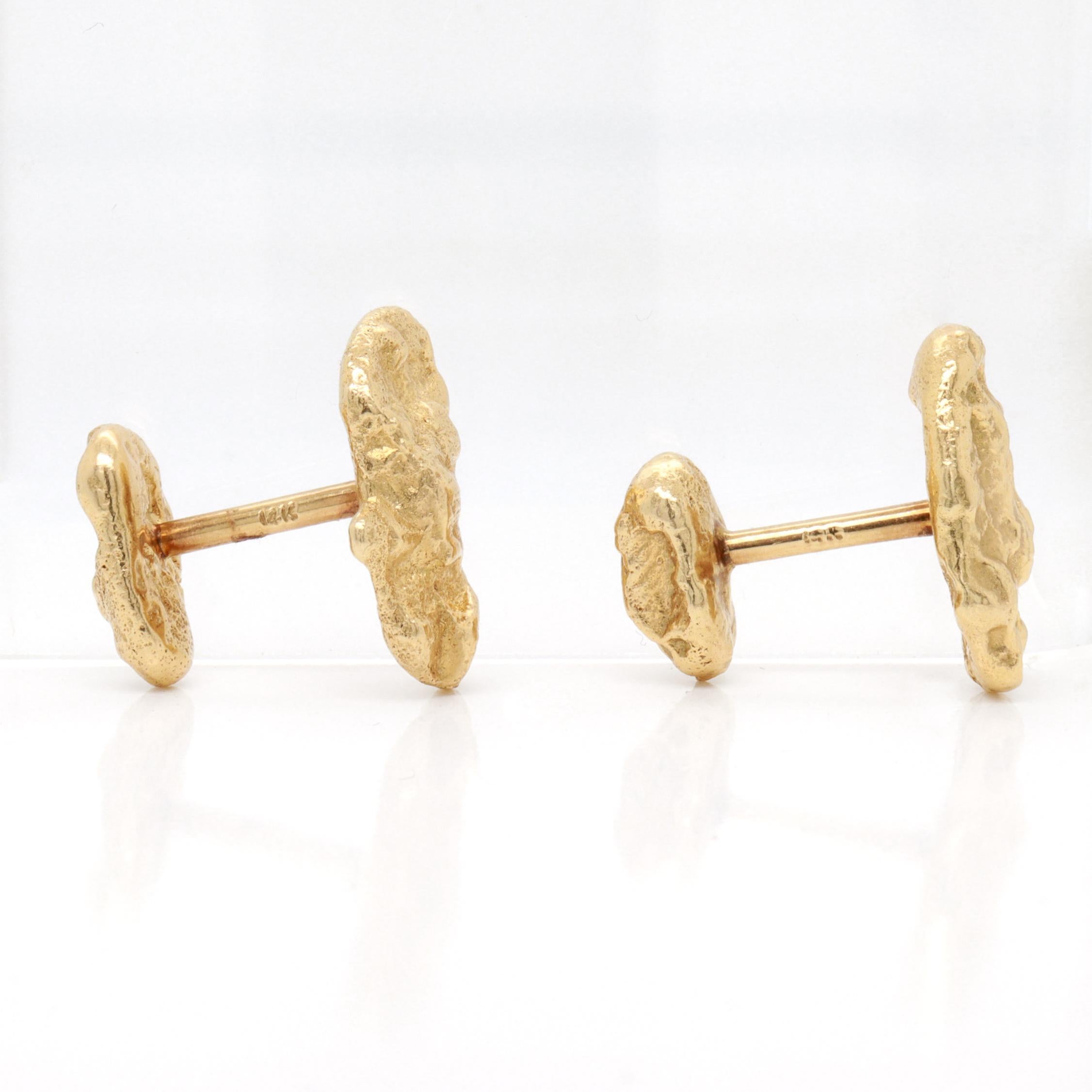 Vintage 14K Gold Figural Gold Nugget Cufflinks For Sale 8