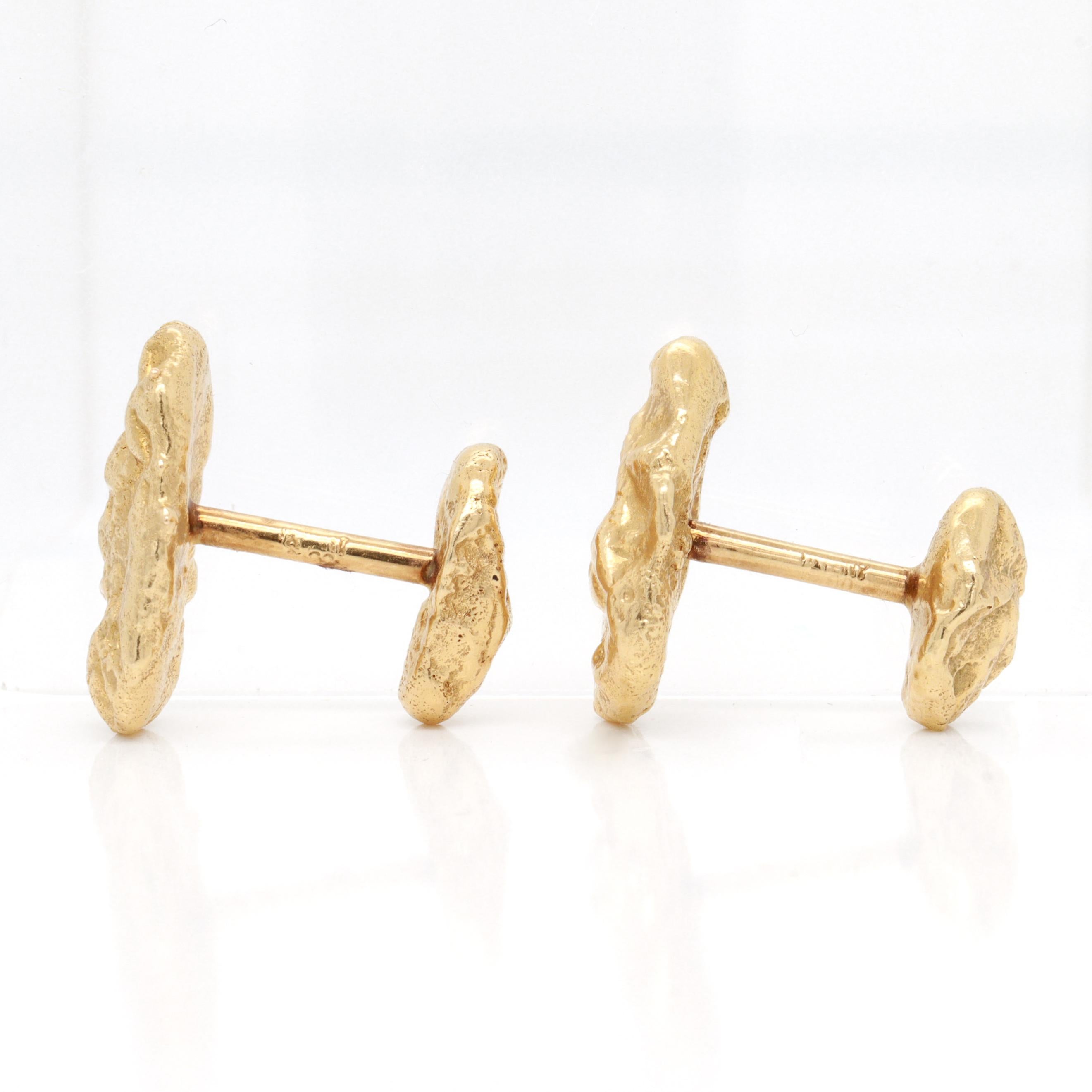 Vintage 14K Gold Figural Gold Nugget Cufflinks For Sale 9