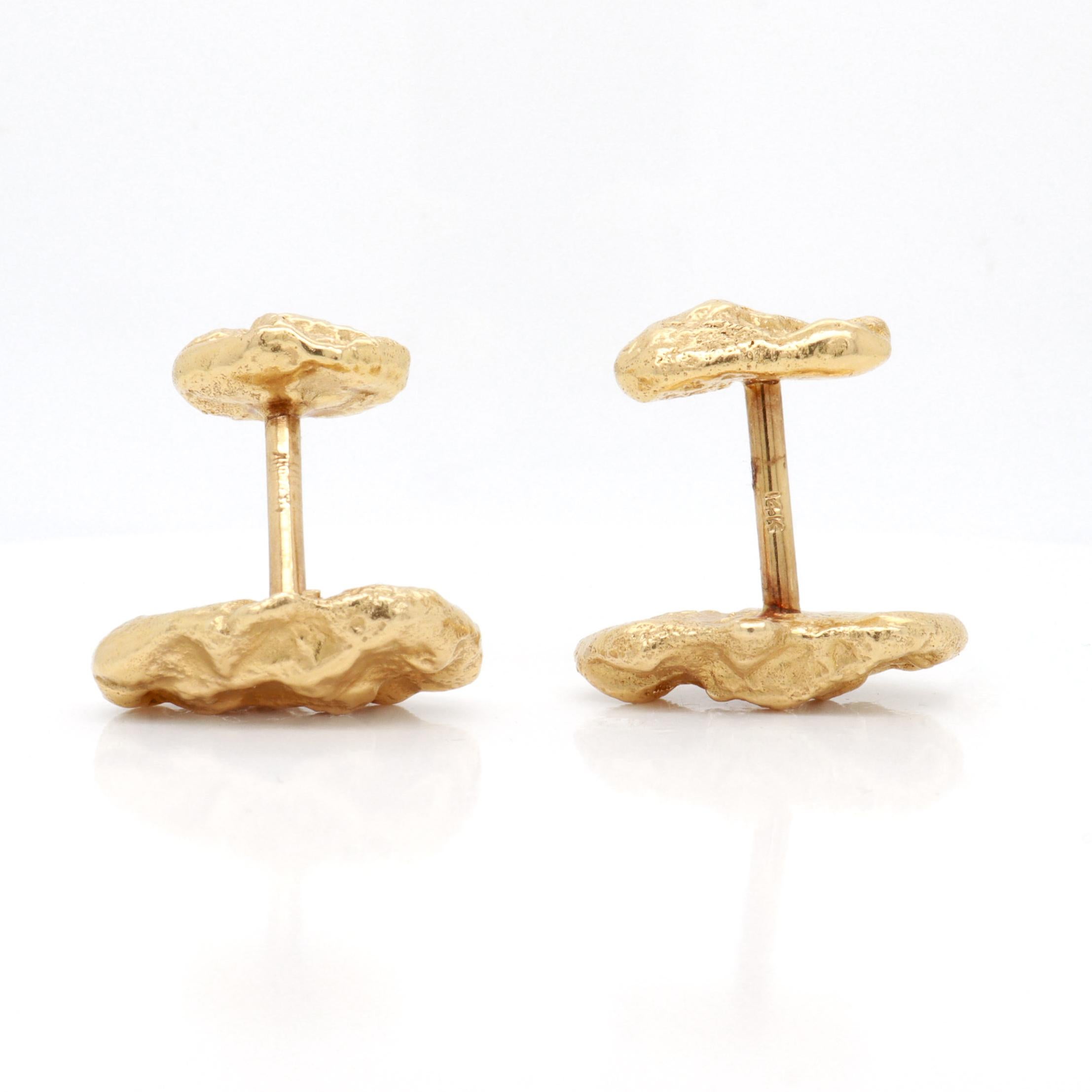 Vintage 14K Gold Figural Gold Nugget Cufflinks For Sale 11