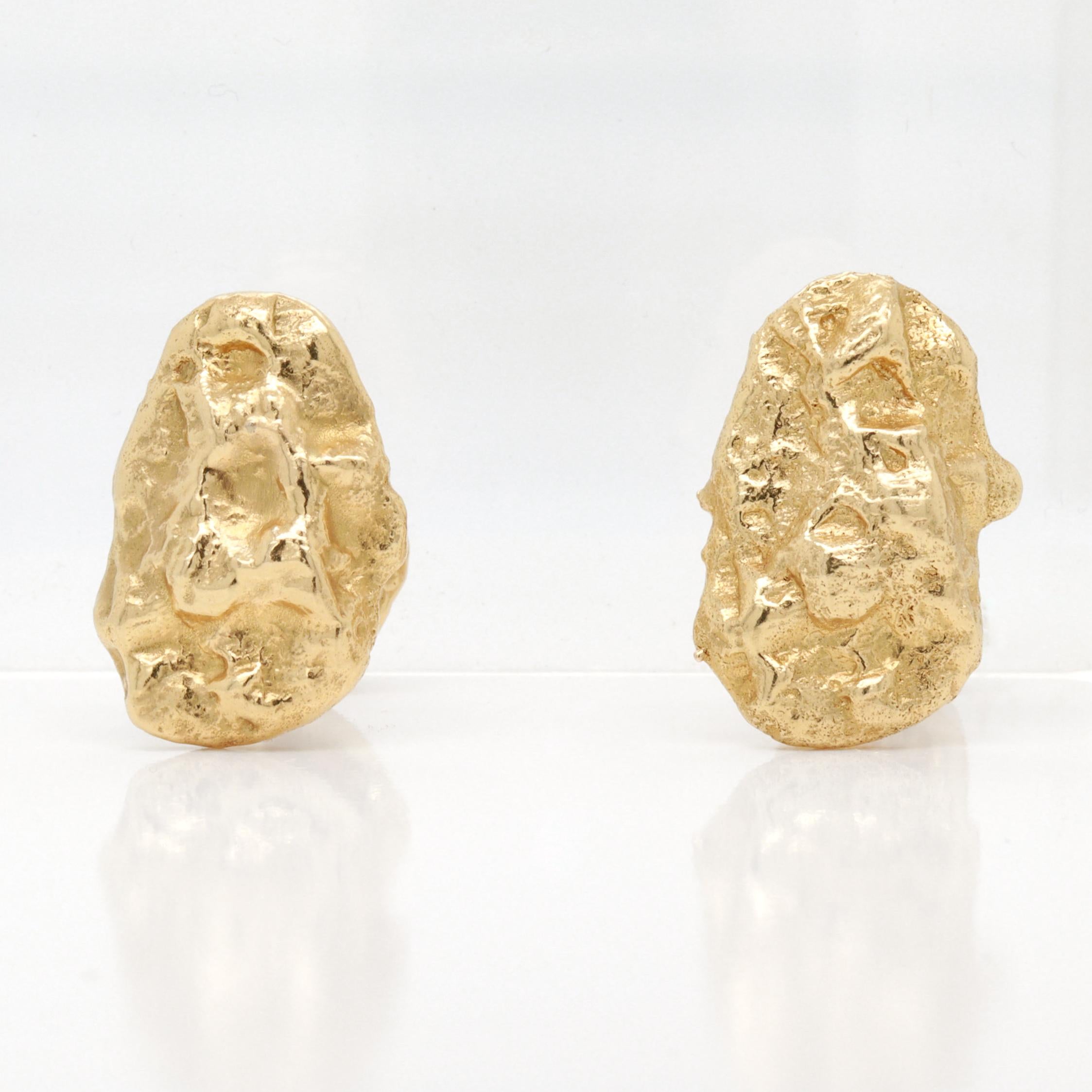 Vintage 14K Gold Figural Gold Nugget Cufflinks In Good Condition For Sale In Philadelphia, PA