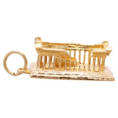 Vintage 14K Gold Figural Greek Parthenon Charm for a Bracelet