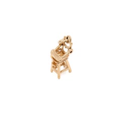 Vintage 14K Gold Figural High Chair Charm for a Bracelet