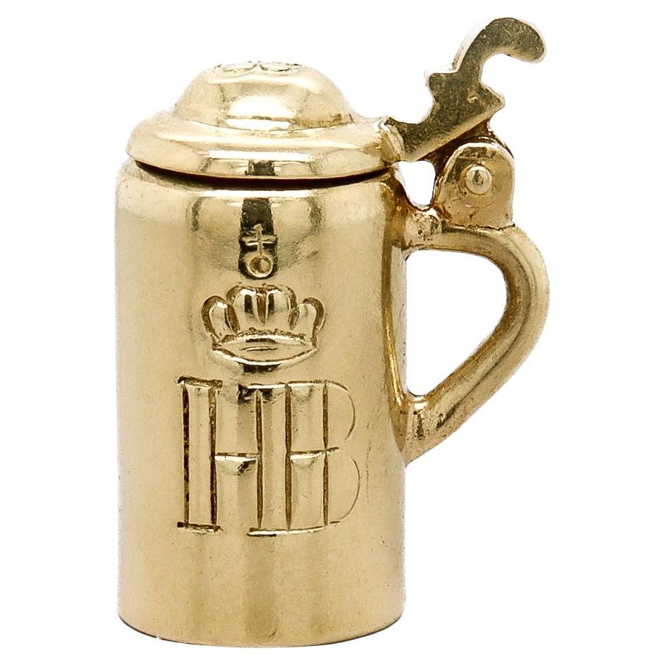 Vintage 14K Gold Figural Hofbräuhaus Stein Charm for a Bracelet