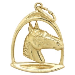 Vintage 14K Gold Figural Horse Head Charm or Pendant for a Necklace