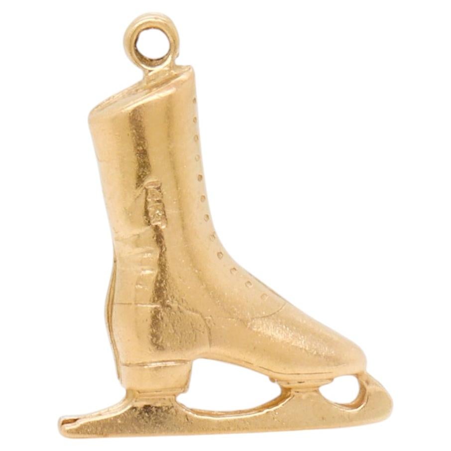 Vintage 14K Gold Figural Ice Skate Charm for a Bracelet