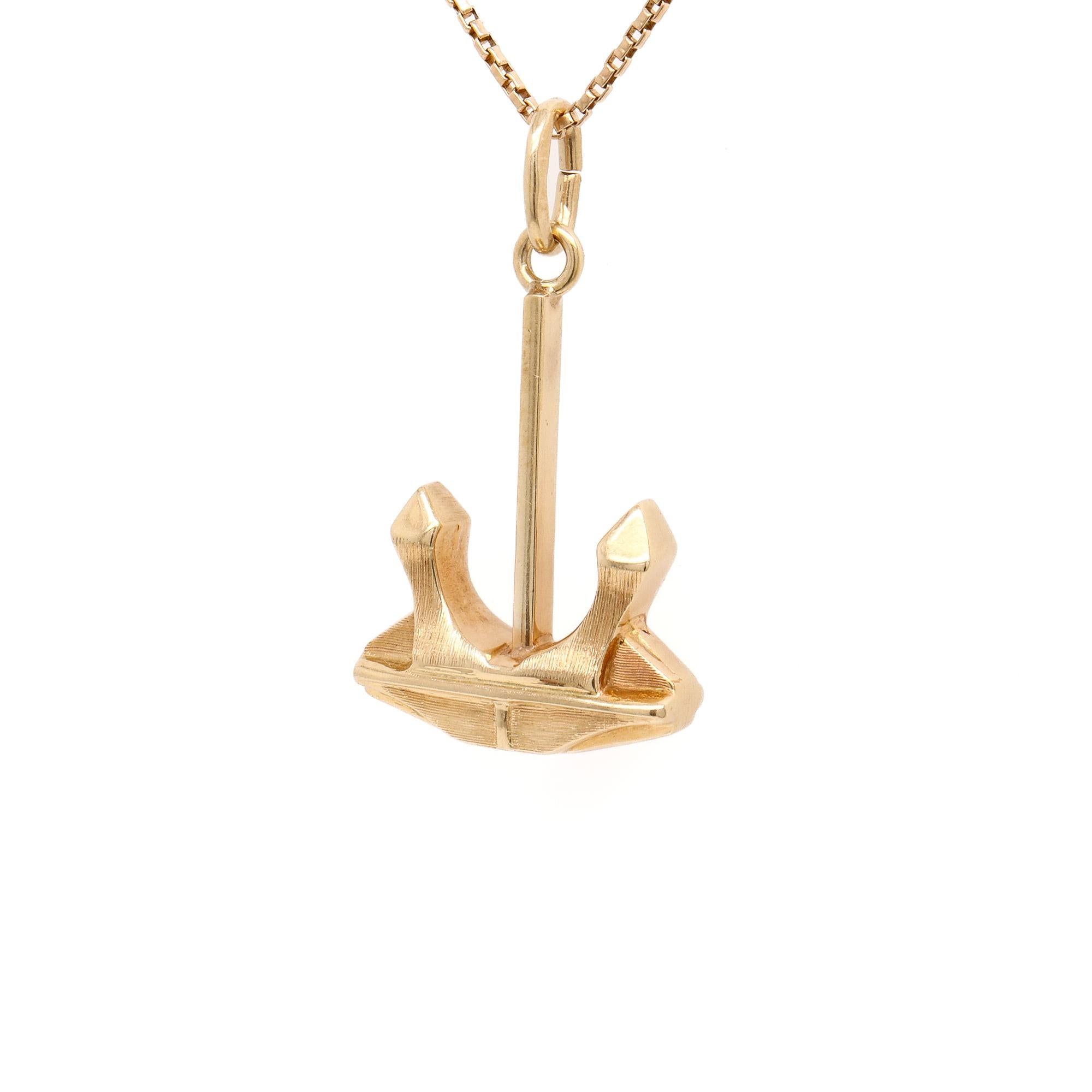 da uomo o donna Ciondolo o charm in oro 14K con ancora industriale figurativa d'epoca in vendita