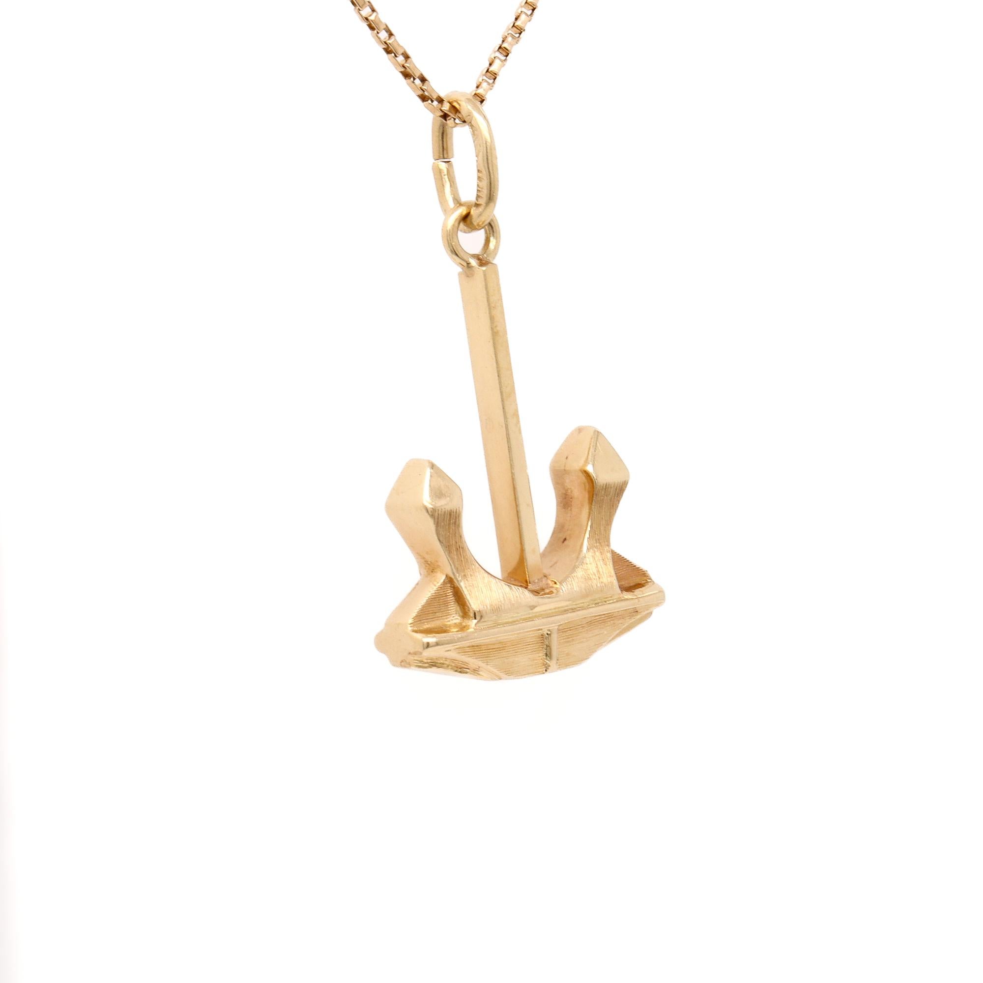 Ciondolo o charm in oro 14K con ancora industriale figurativa d'epoca in vendita 1