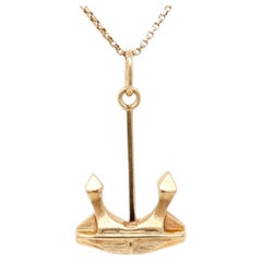 Vintage 14K Gold Figural Industrial Anchor Charm or Pendant