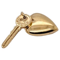 Vintage 14K Gold Figural Key to the Heart Charm