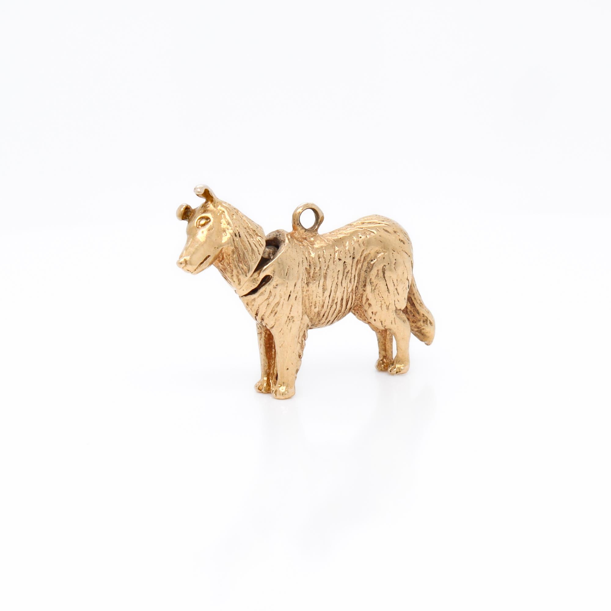 Charm in oro 14 carati con figura di cane da pastore cinetico o di Colli in vendita 5