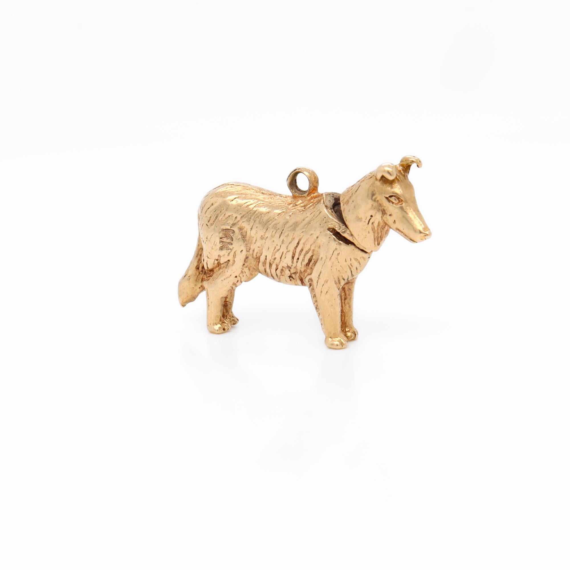 Charm in oro 14 carati con figura di cane da pastore cinetico o di Colli in vendita 6