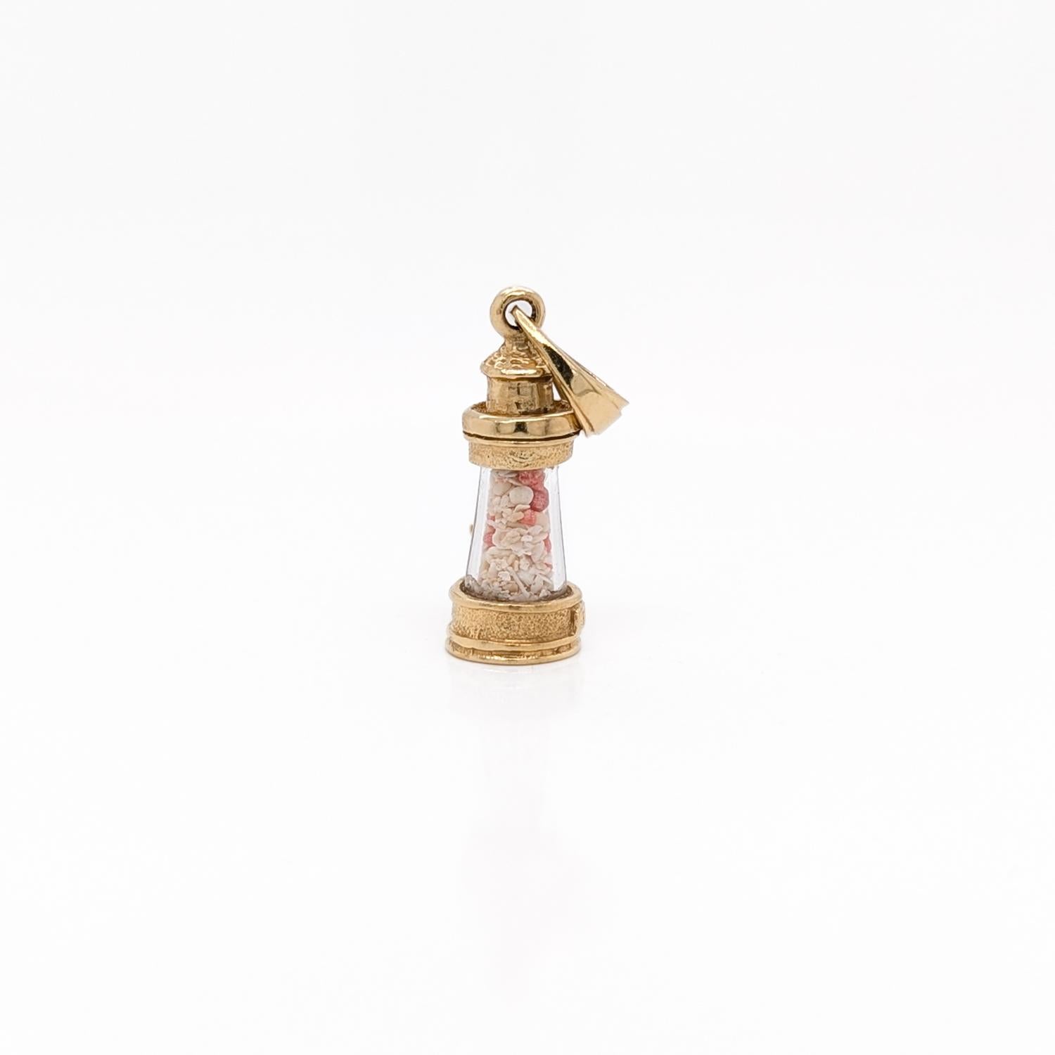 Women's Vintage 14K Gold Figural Lighthouse Charm or Pendant For Sale