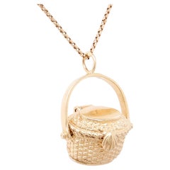 Vintage 14K Gold Figural Open Nantucket Basket Charm