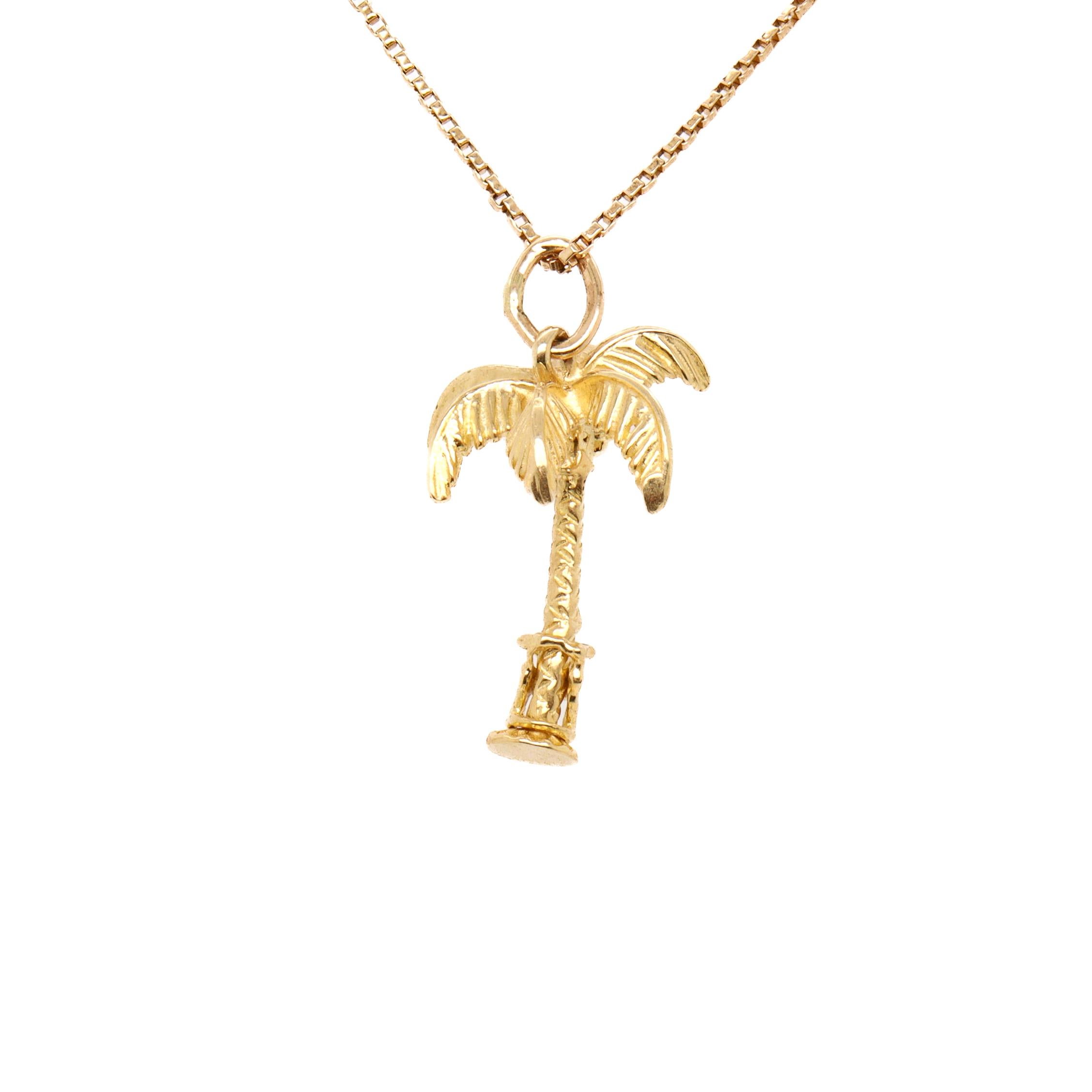 Vintage 14K Gold Palms Vintage Figural Palm Tree with Climber Charm for a Bracelet en vente 1