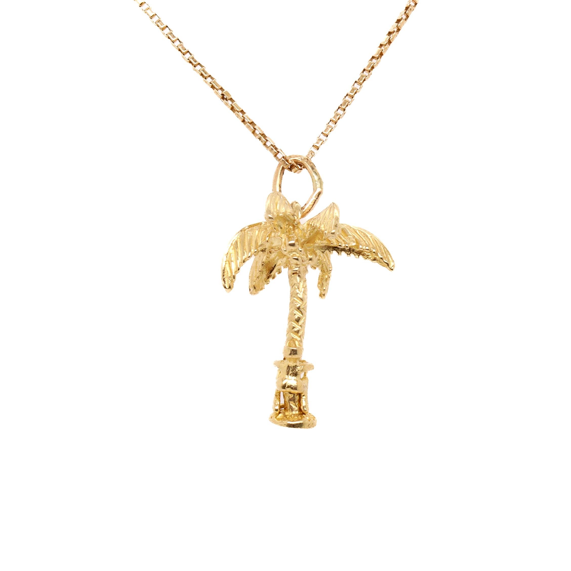Vintage 14K Gold Palms Vintage Figural Palm Tree with Climber Charm for a Bracelet en vente 2
