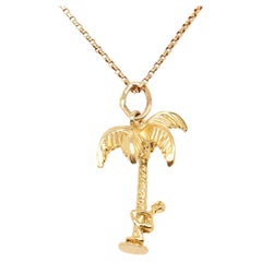 Vintage 14K Gold Palms Vintage Figural Palm Tree with Climber Charm for a Bracelet