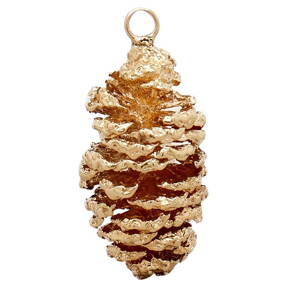 Vintage 14K Gold Figural Pinecone Charm for a Bracelet For Sale