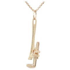 Vintage 14K Gold Figural Pipe Wrench Charm for a Bracelet