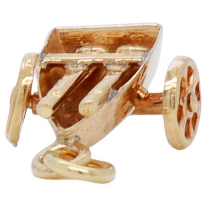 Vintage 14K Gold Figural Rowboat with Oars & Wheels