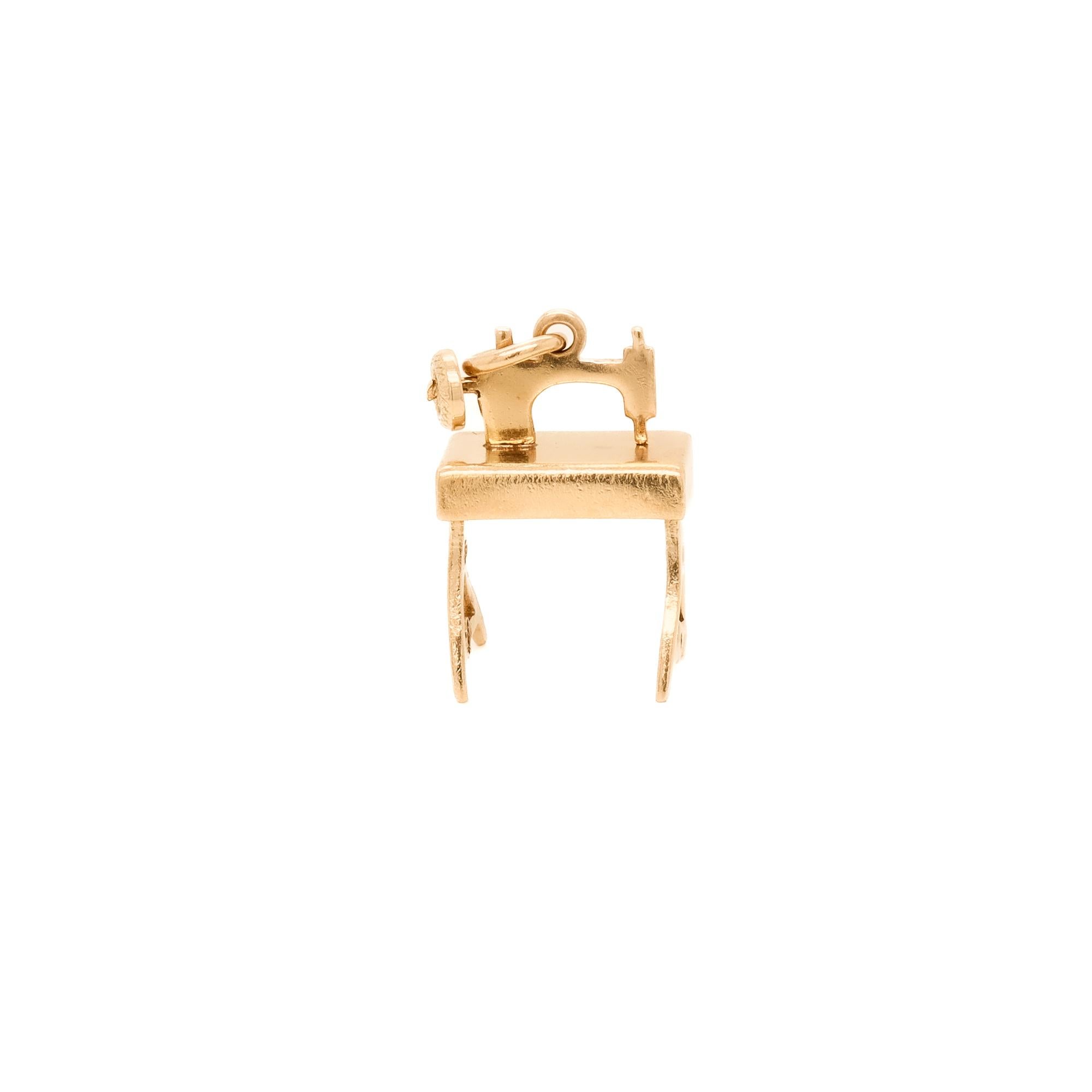 Vintage 14k Gold Figural Sewing Machine And Table Charm View 4