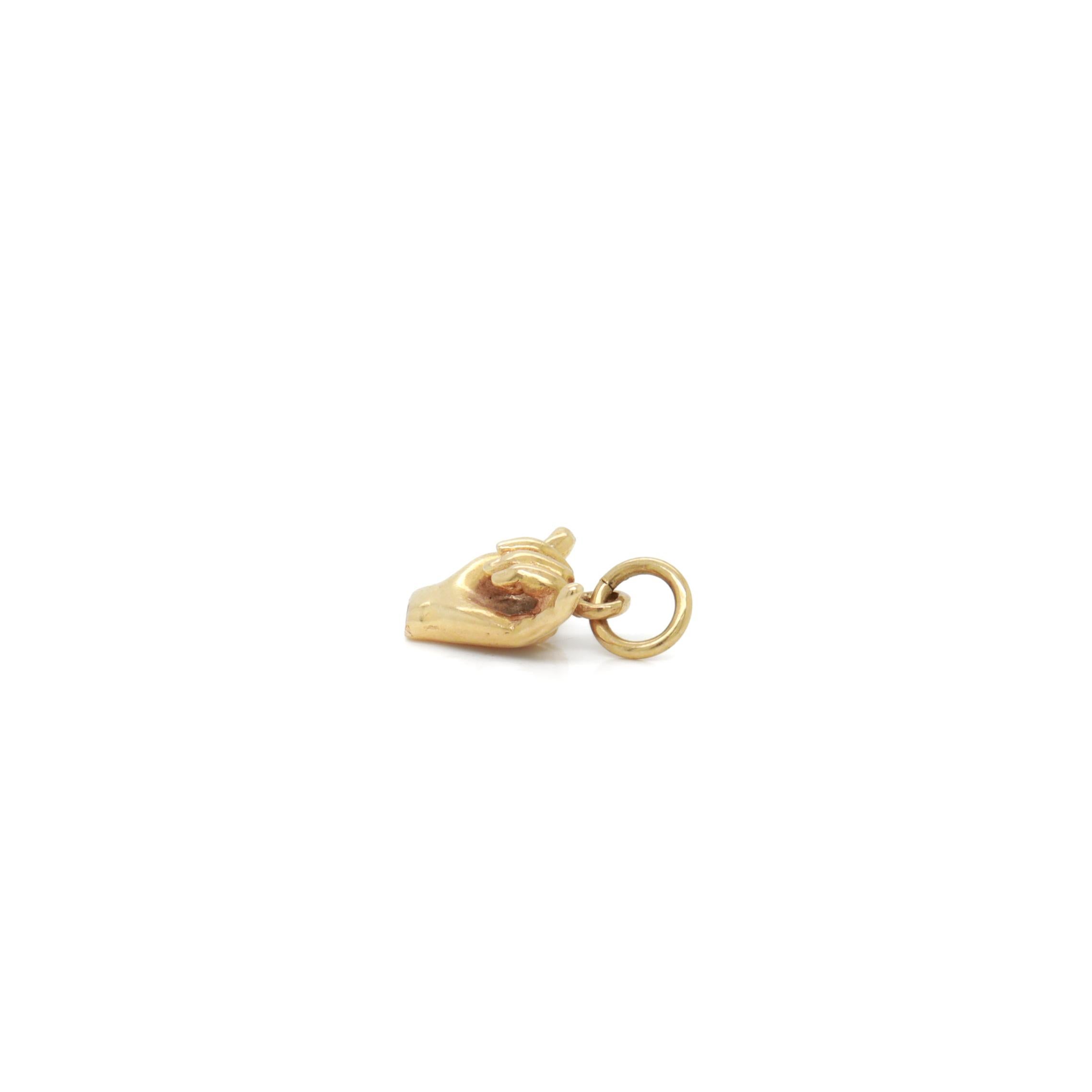Vintage 14K Gold Figural Shaka Hand Sign or 'Call Me' Charm for a Bracelet For Sale 1