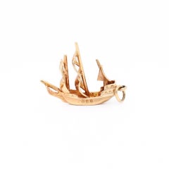 Vintage 14K Gold Figural Tall Ship Charm for a Bracelet