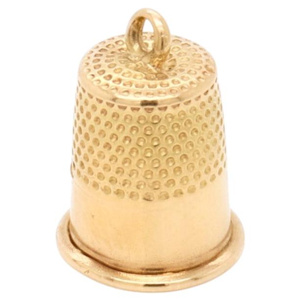 Vintage 14K Gold Figural Thimble Charm for a Bracelet